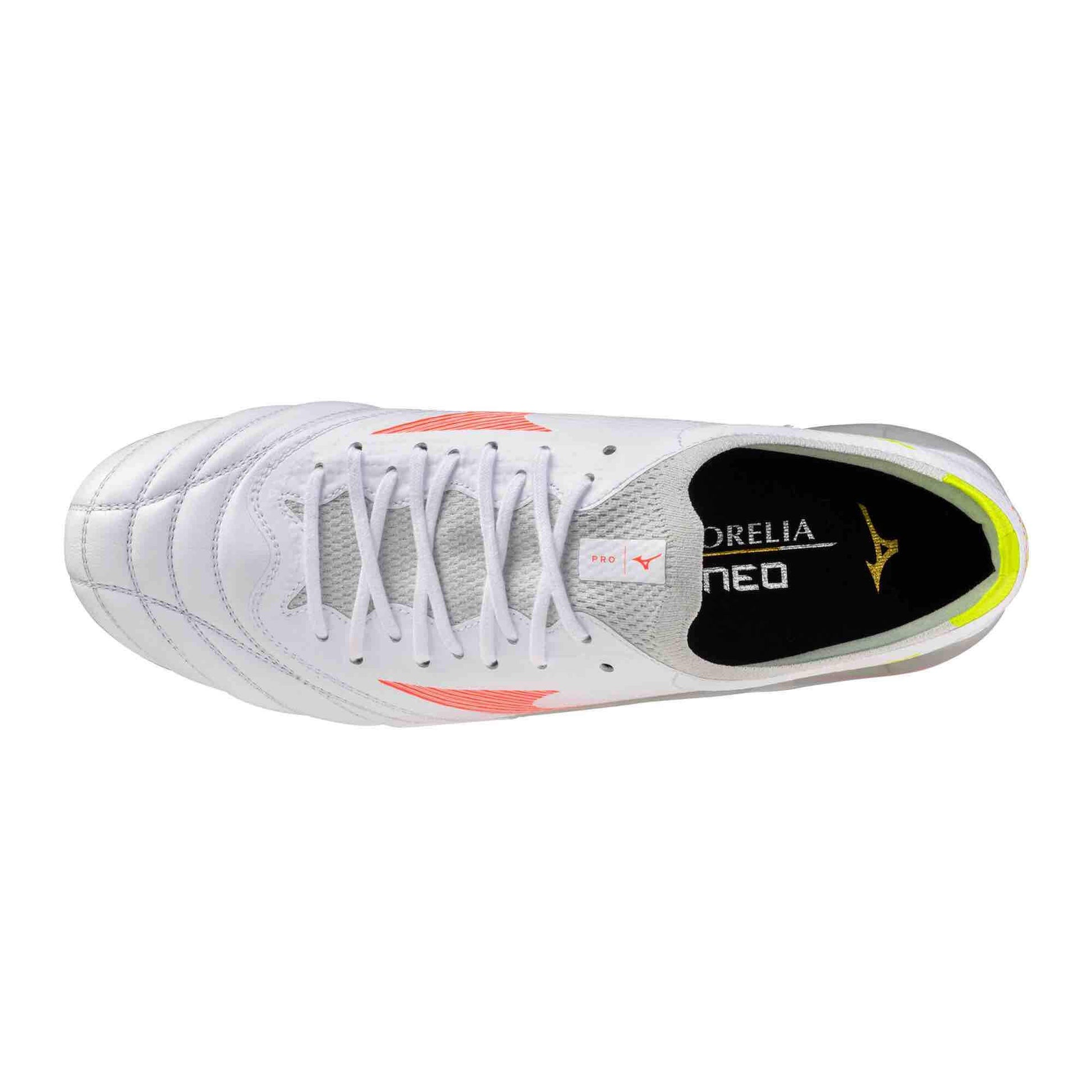 Mizuno Morelia Neo V Beta Pro Firm Ground Soccer Cleats - Prism White Pack (FA26) (Top)