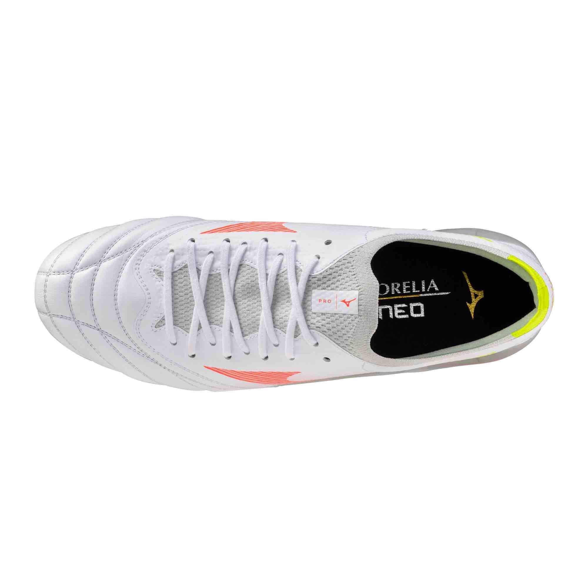 Mizuno Morelia Neo V Beta Pro Firm Ground Soccer Cleats - Prism White Pack (FA26) (Top)
