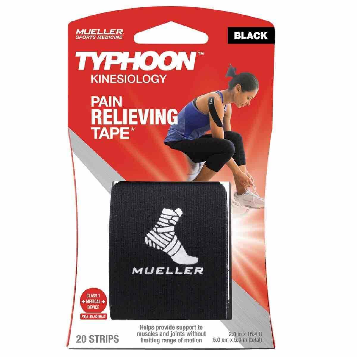 Mueller Typhoon Pain Relieving Kinesiology Tape Black (Pack)