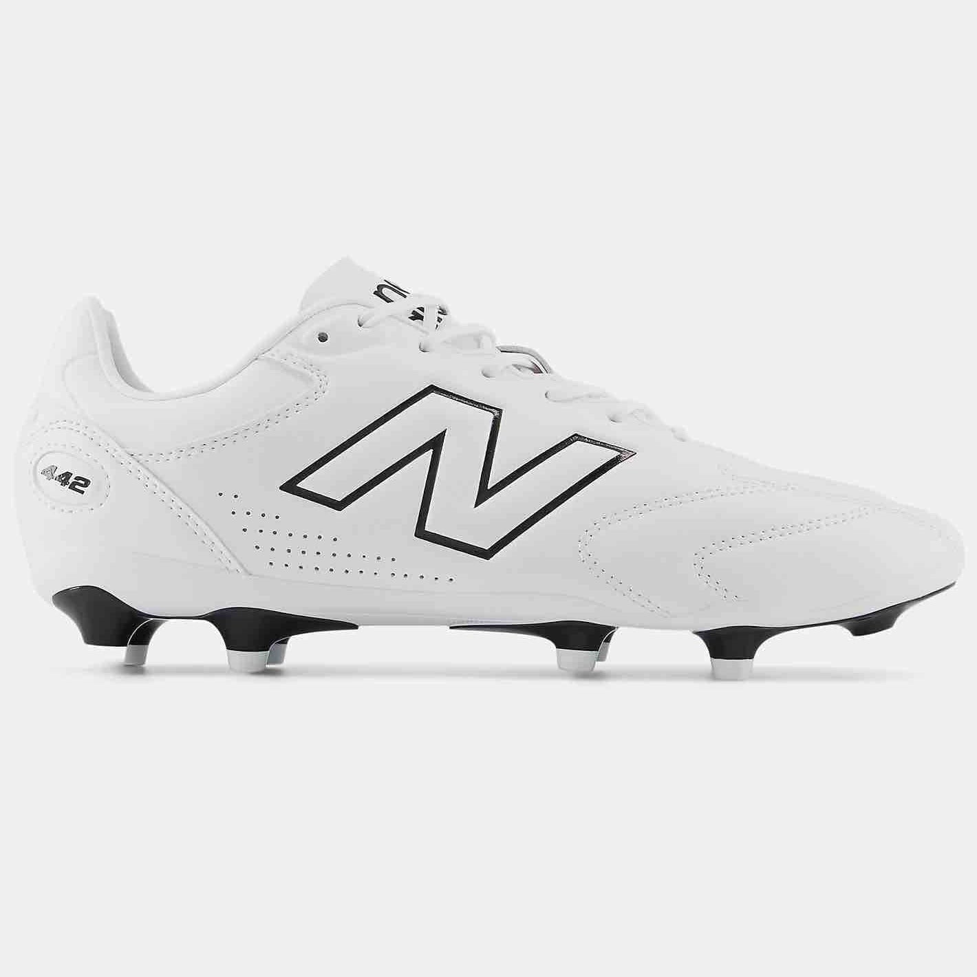 New Balance 442 Pro V3 2E Wide Firm Ground Soccer Cleats White (Side 1)