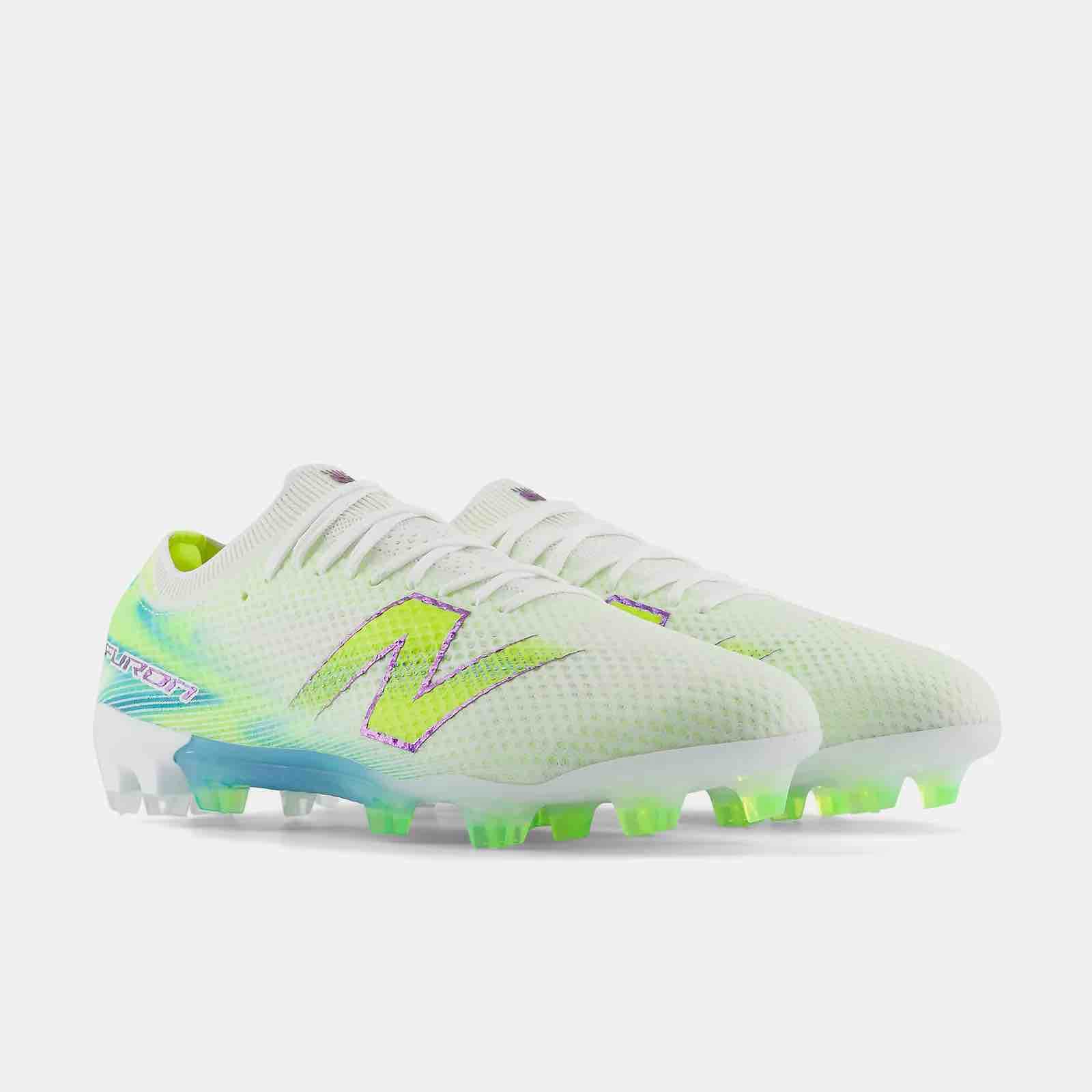 New Balance Furon Elite V9 2E Wide Firm Ground Soccer Cleats - Neon Tide Pack (FA26) (Pair - Lateral)