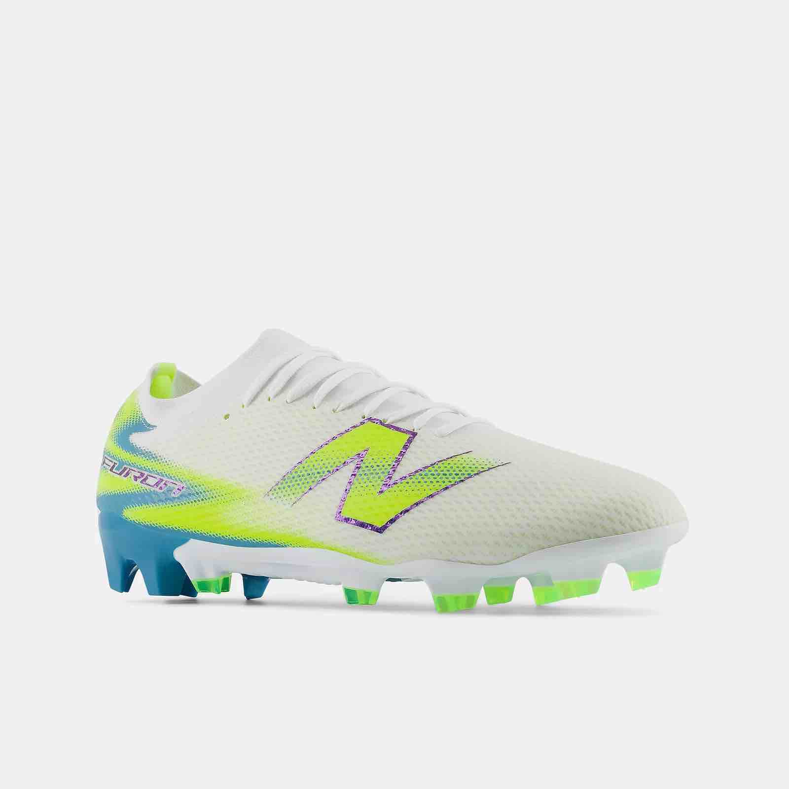 New Balance Furon Team V9 2E Wide Firm Ground Soccer Cleats - Neon Tide Pack (FA26) (Lateral - Front)