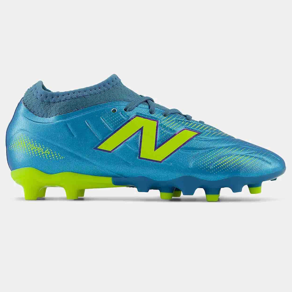 New Balance Junior Tekela Team Low Laced V5 Wide Firm Ground Soccer Cleats - Neon Tide Pack (FA26) (Side 1)
