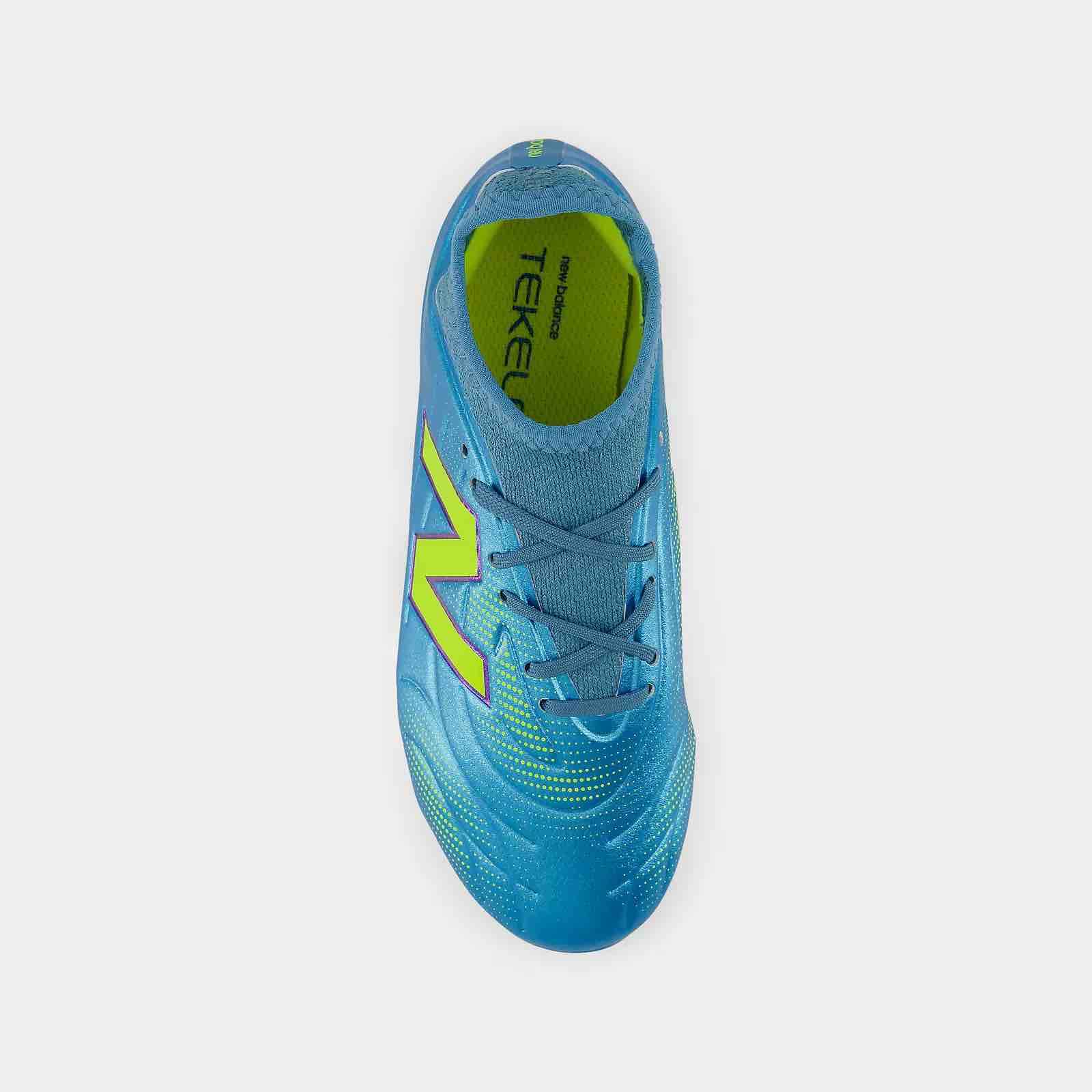 New Balance Junior Tekela Team Low Laced V5 Wide Firm Ground Soccer Cleats - Neon Tide Pack (FA26) (Top)