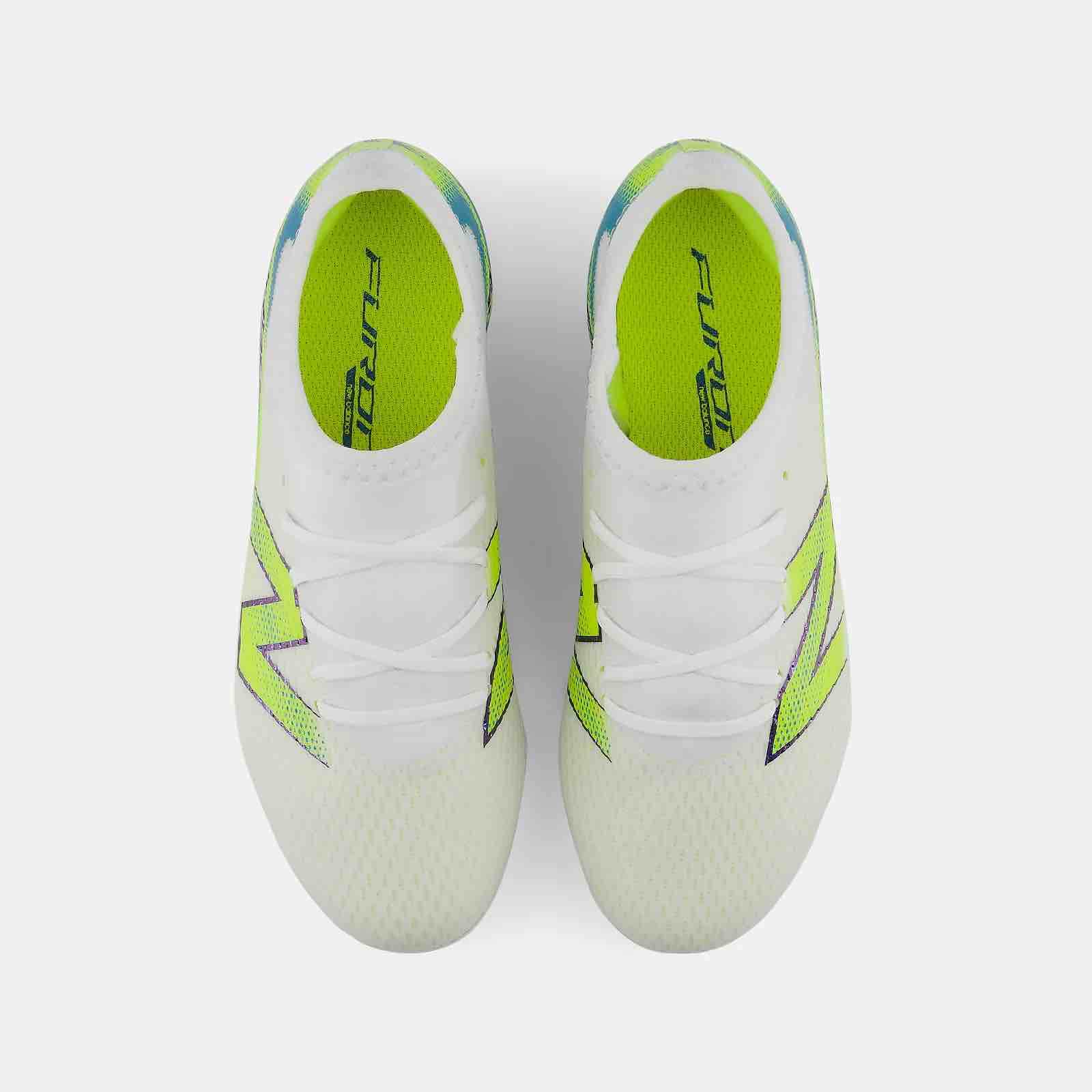 New Balance Kid's Furon Team V9 Wide Firm Ground Soccer Cleats - Neon Tide Pack (FA26) (Pair - Top)