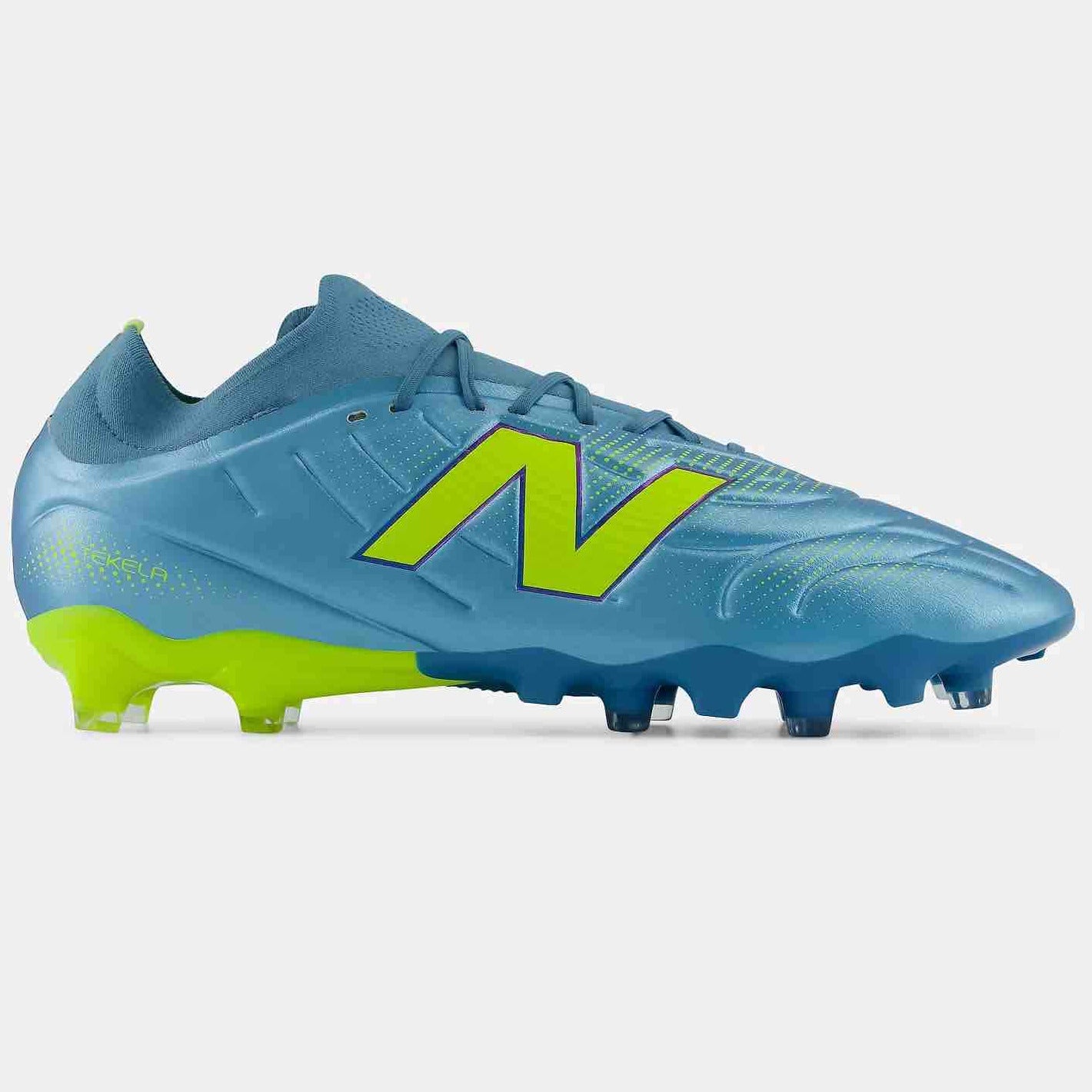 New Balance Tekela Team Low Laced V5 2E Wide Firm Ground Soccer Cleats - Neon Tide Pack (FA26) (Side 1)