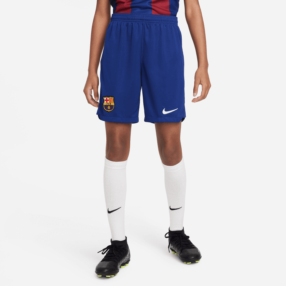 Nike 2023-24 Barcelona Youth Home Shorts (Model - Front)