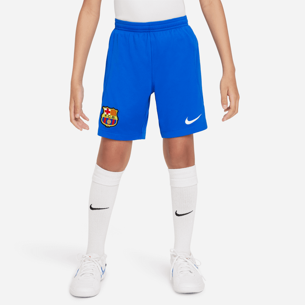 Nike 2023-24 Barcelona Youth Stadium Away Shorts (Model - Front)