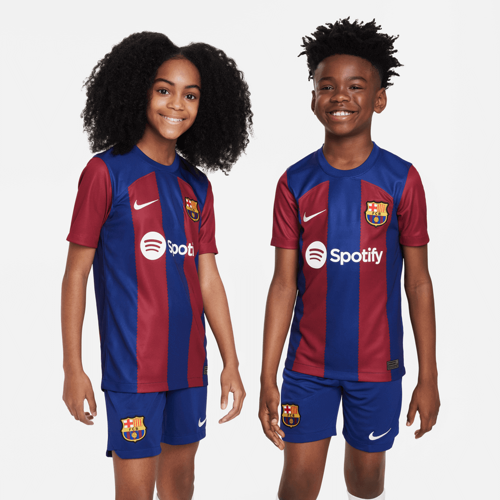 Nike 2023-24 Barcelona Youth Stadium Home Jersey (Models - Front)