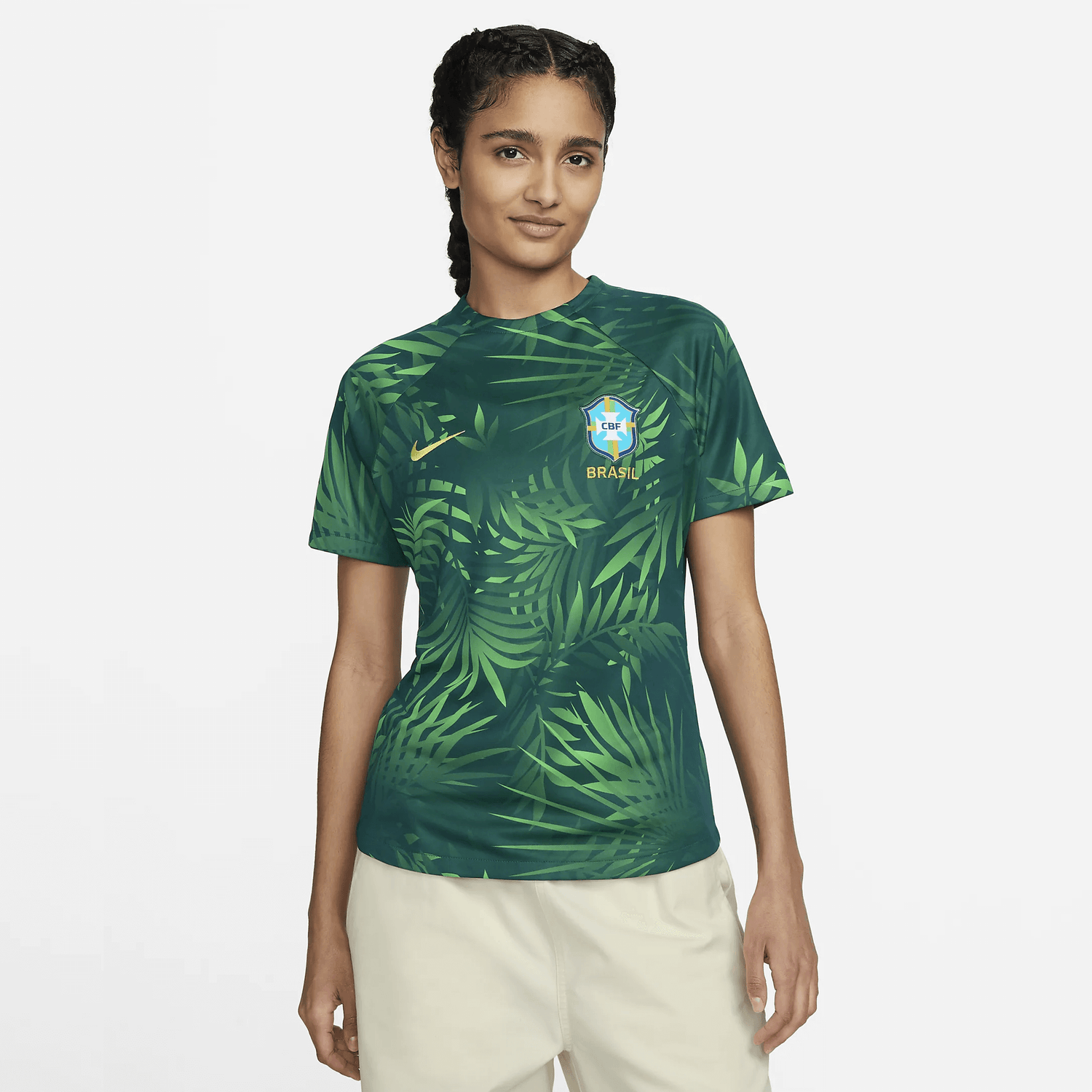 Nike 2023-24 Brazil Women's Academy Pre-Match Jersey (Model - Front)