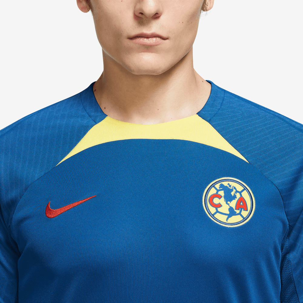 Nike 2023-24 Club America Academy Pro Drill Top - Blue-Yellow (Detail 1)