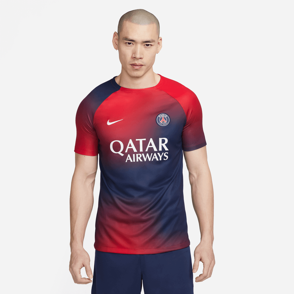 Nike 2023-24 PSG DF Training Top - Navy - Red (Model - Front)