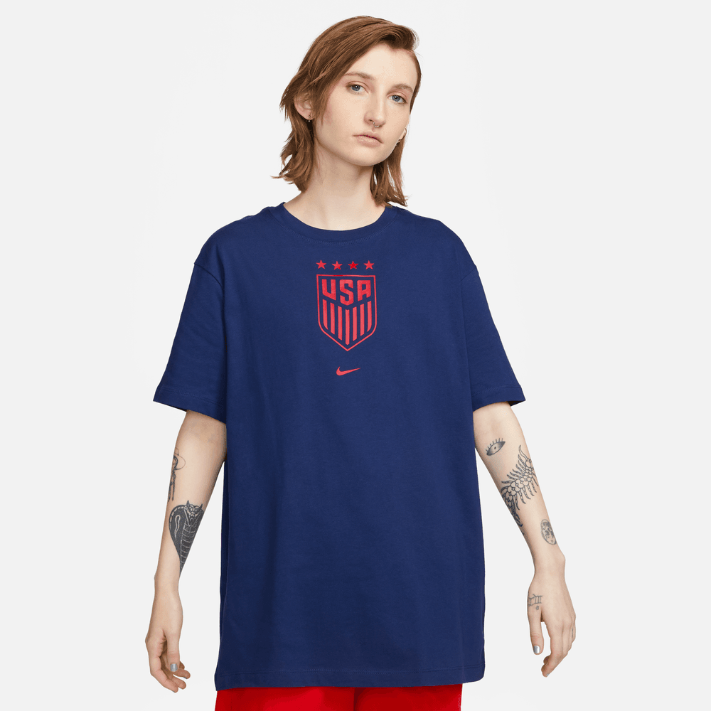 Nike 2023-24 USA Women's 4 Star Crest Tee Navy-Red (Model - Front)