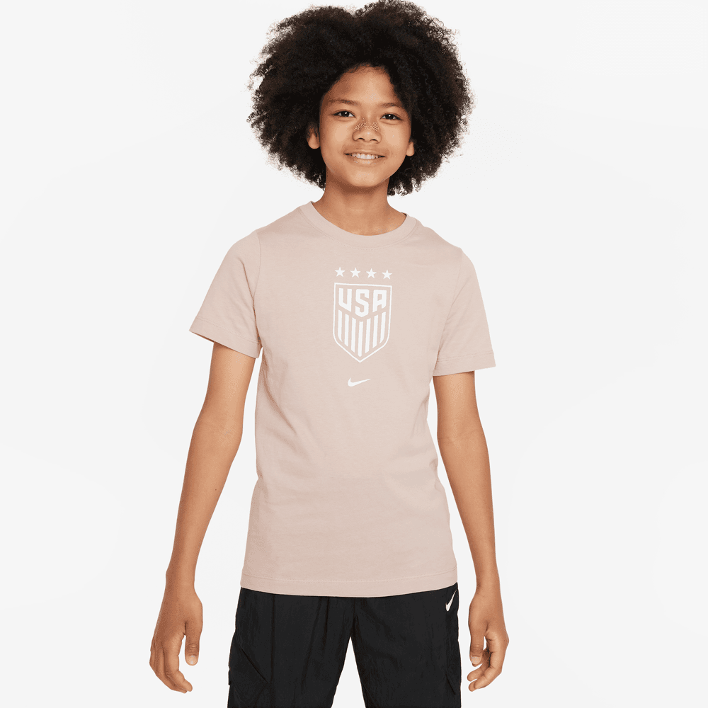 Nike 2023-24 USA Youth 4 Star Crest Tee Beige-White (Model - Front)