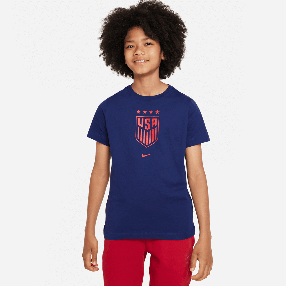 Nike 2023-24 USA Youth 4 Star  Crest Tee Navy-Red (Model - Front)
