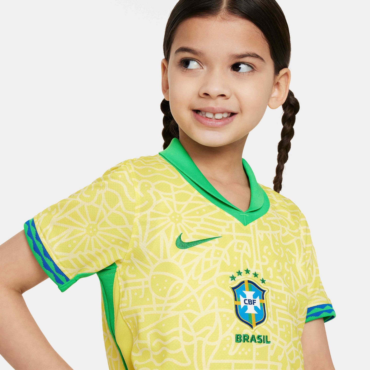 Nike 2024-25 Brazil Little Kids' Stadium Home Jersey (Detail 1)