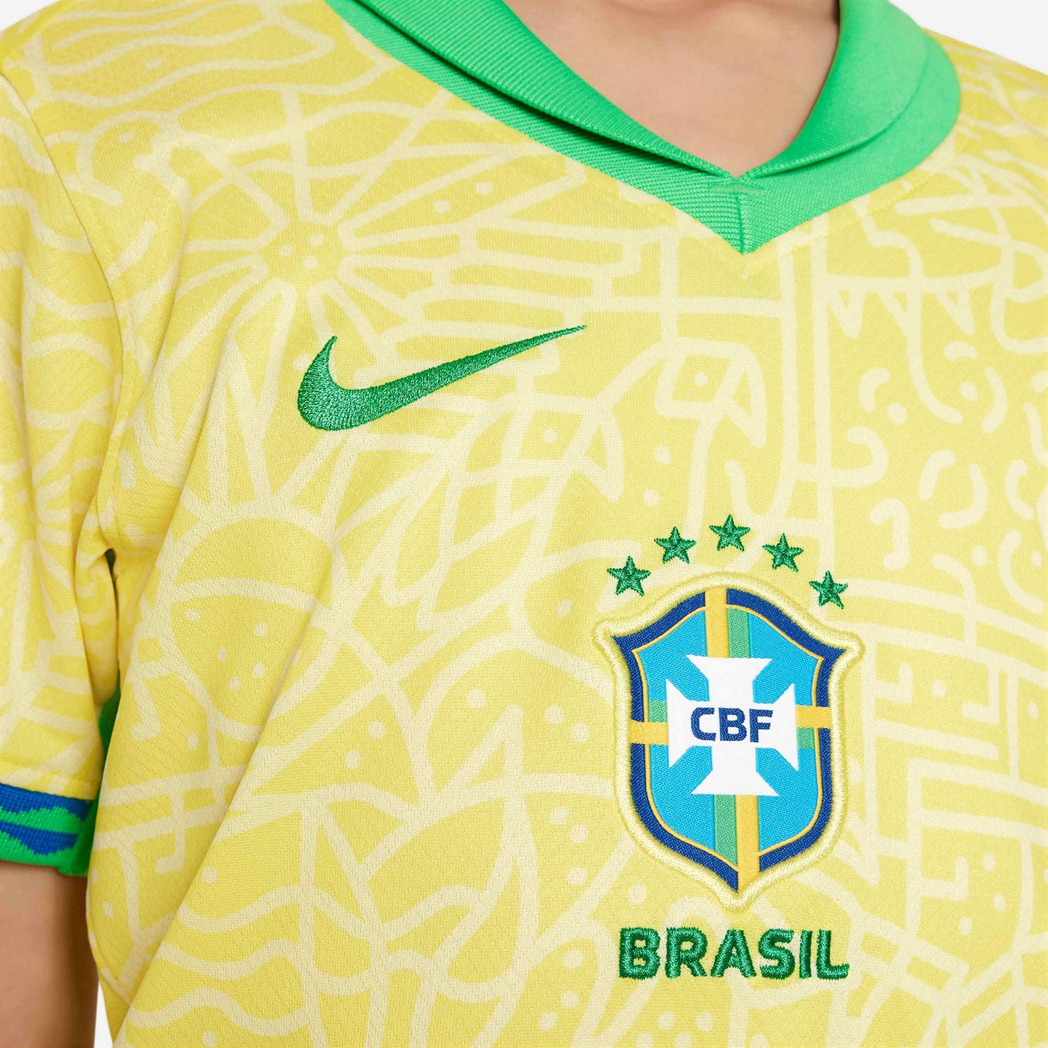 Nike 2024-25 Brazil Little Kids' Stadium Home Jersey (Detail 2)