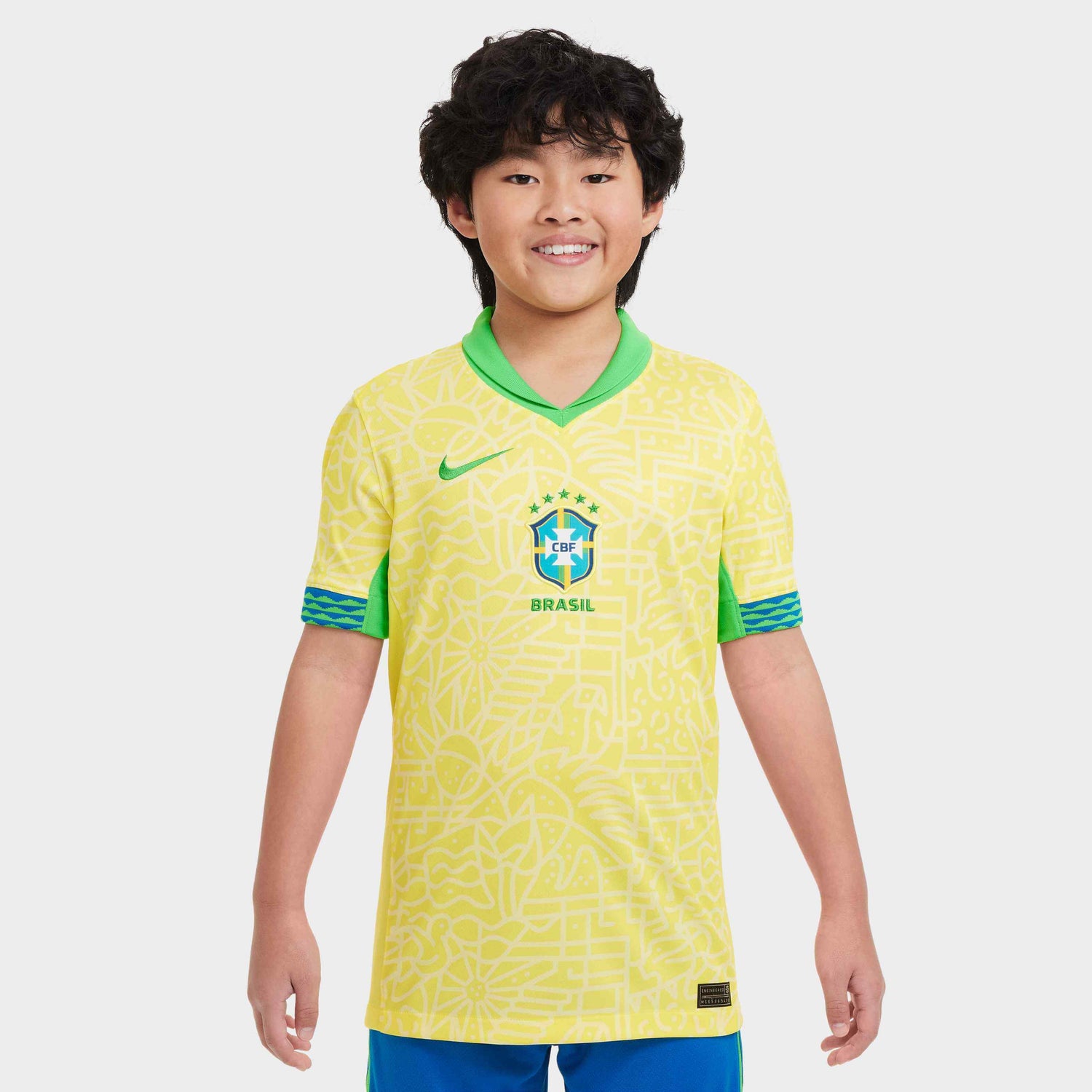 Nike 2024-25 Brazil Youth Stadium Home Jersey (Model - Front)