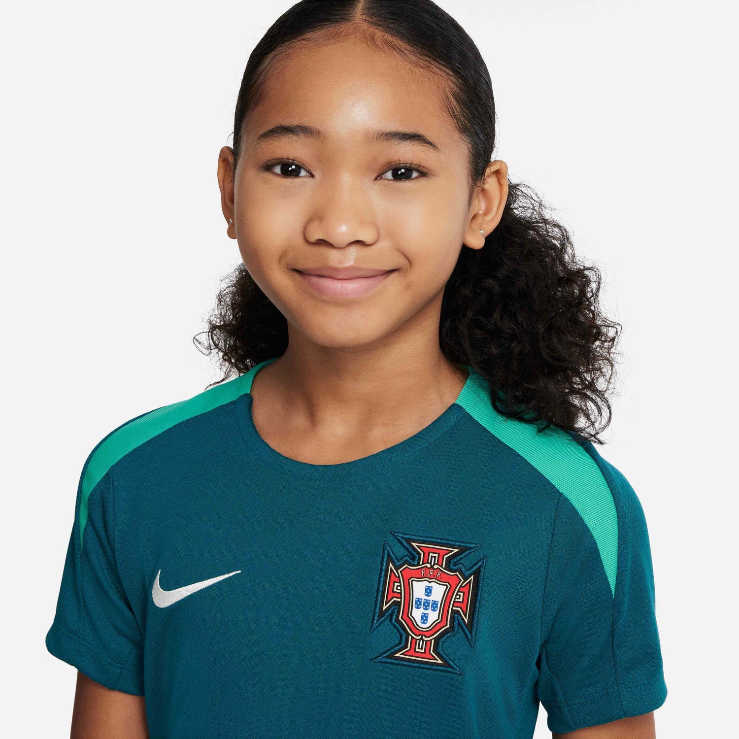 Nike 2024-25 Portugal Youth Dri-Fit Short-Sleeve Knit Top (Detail 1)