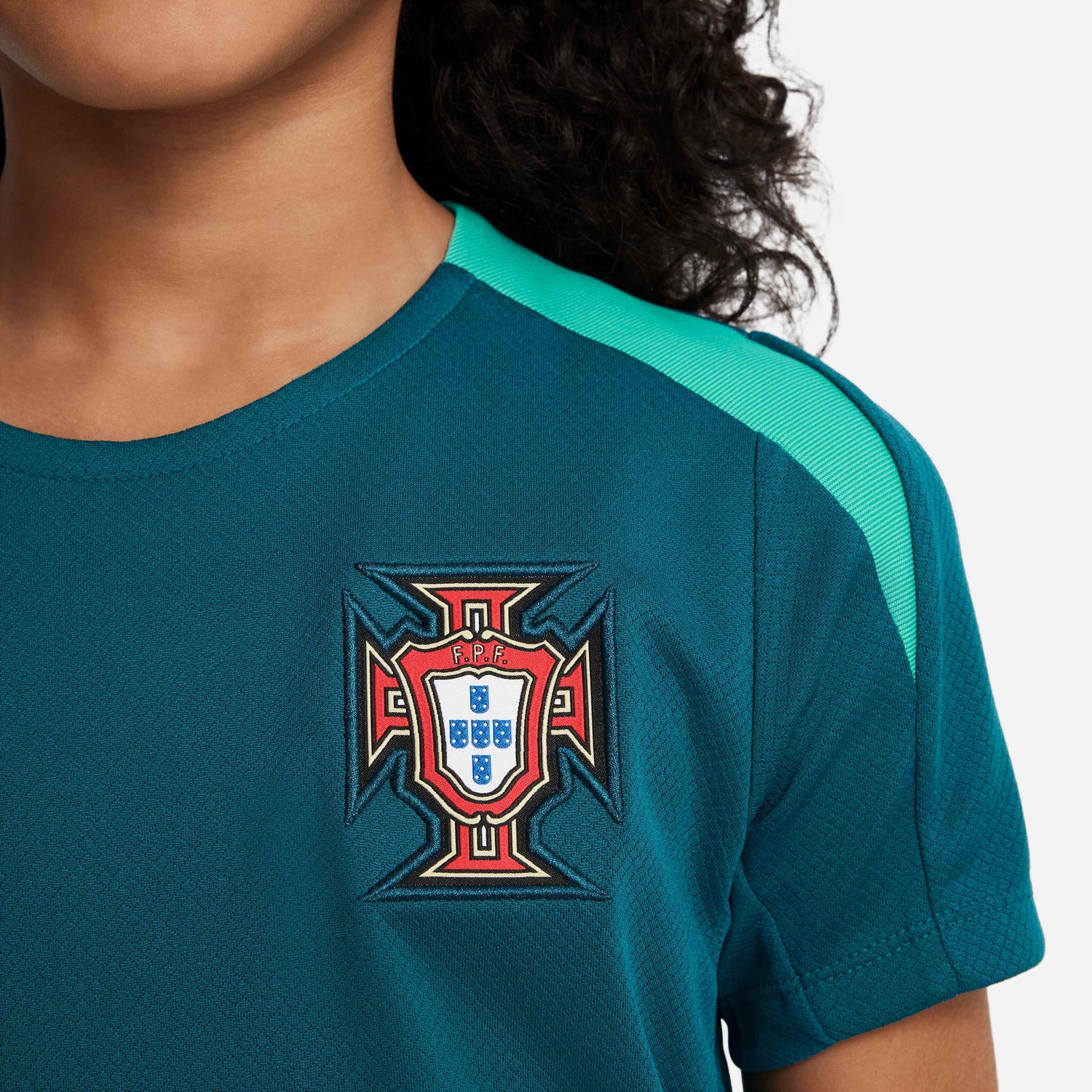 Nike 2024-25 Portugal Youth Dri-Fit Short-Sleeve Knit Top (Detail 2)