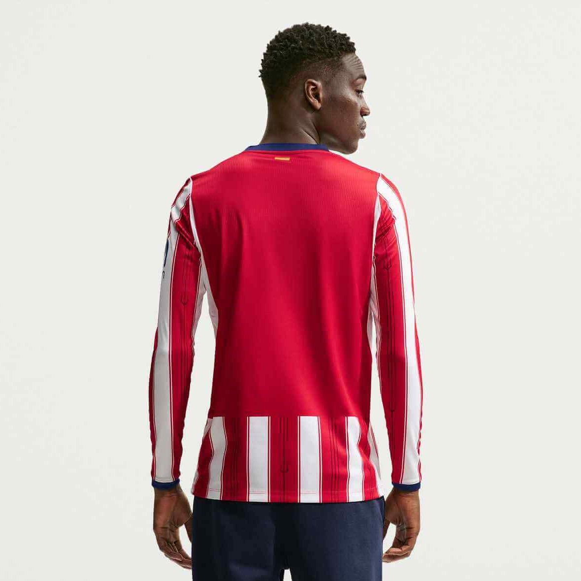 Nike 2025-26 Atletico Madrid Men's Stadium Home Long-Sleeve Soccer Jersey (Model - Back)