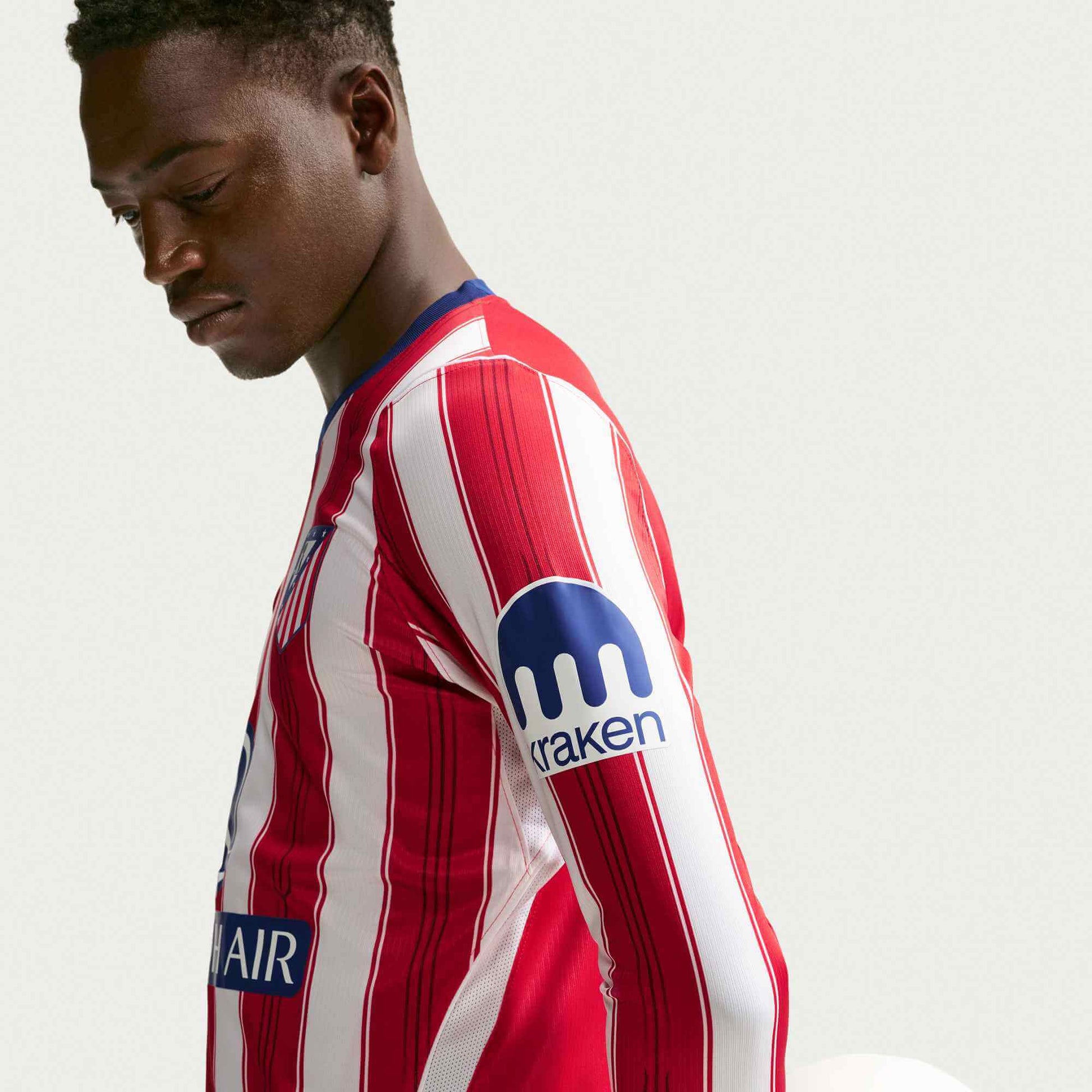 Nike 2025-26 Atletico Madrid Men's Stadium Home Long-Sleeve Soccer Jersey (Side)