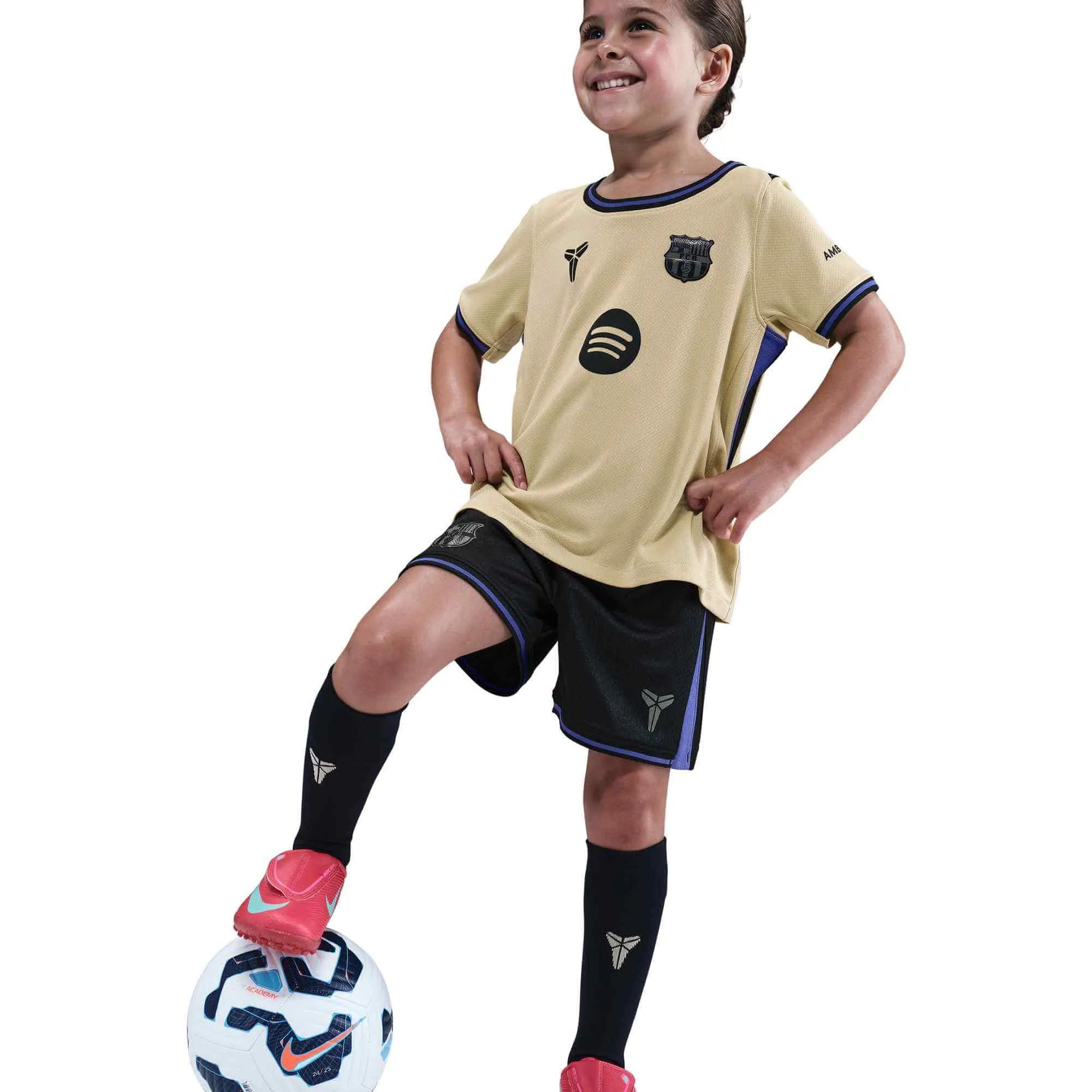 Nike 2025-26 Barcelona Little Kids' Stadium Away Kit (Model - Side)