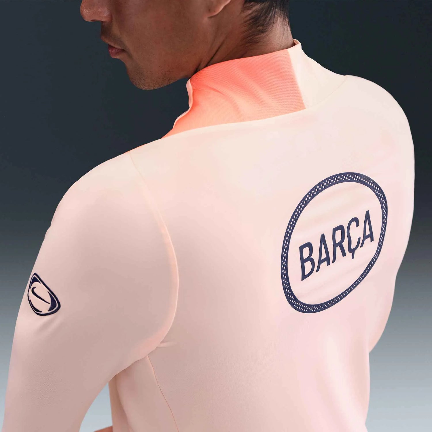 Nike 2025-26 Barcelona Men's DF Strike Top Crimson Tint/Bright Mango/Midnight Navy (Back)