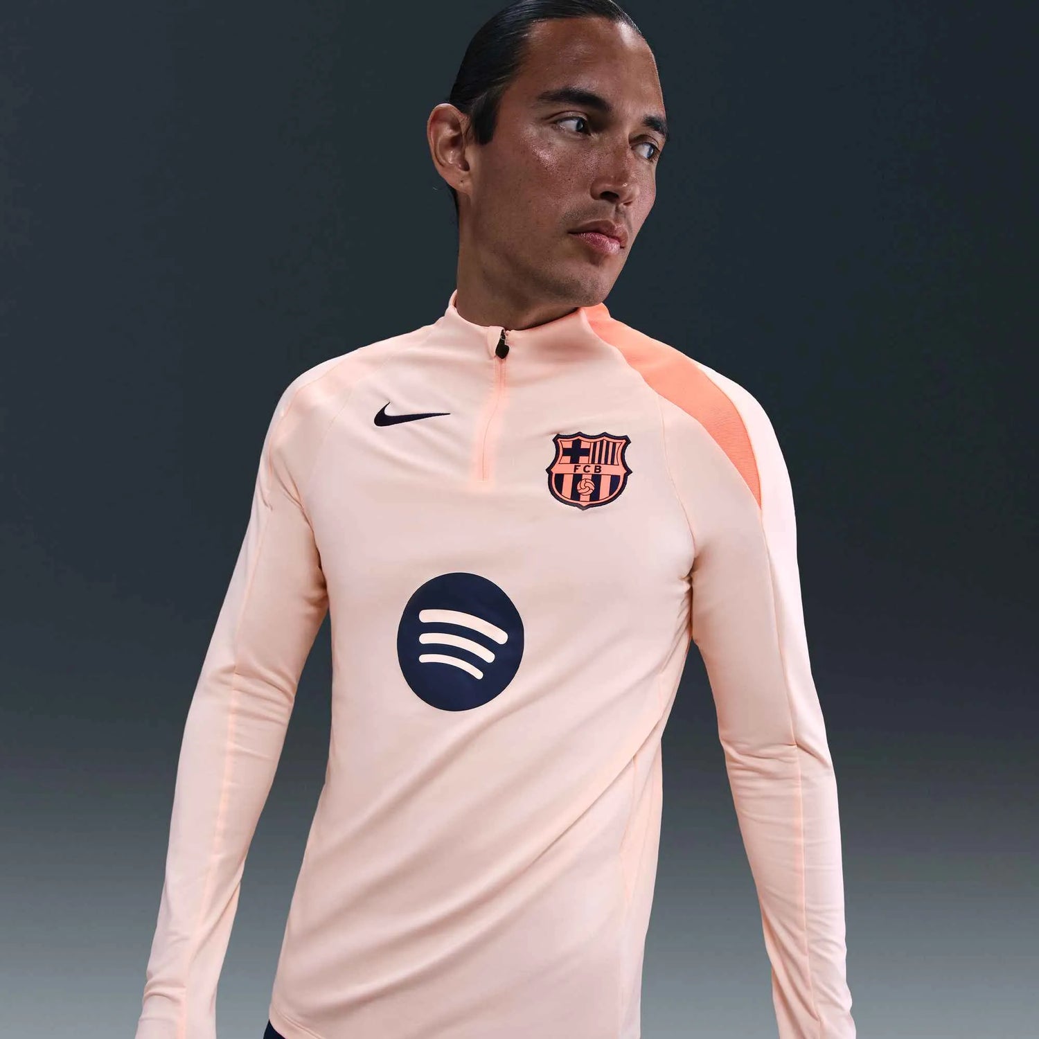 Nike 2025-26 Barcelona Men's DF Strike Top Crimson Tint/Bright Mango/Midnight Navy (Front)