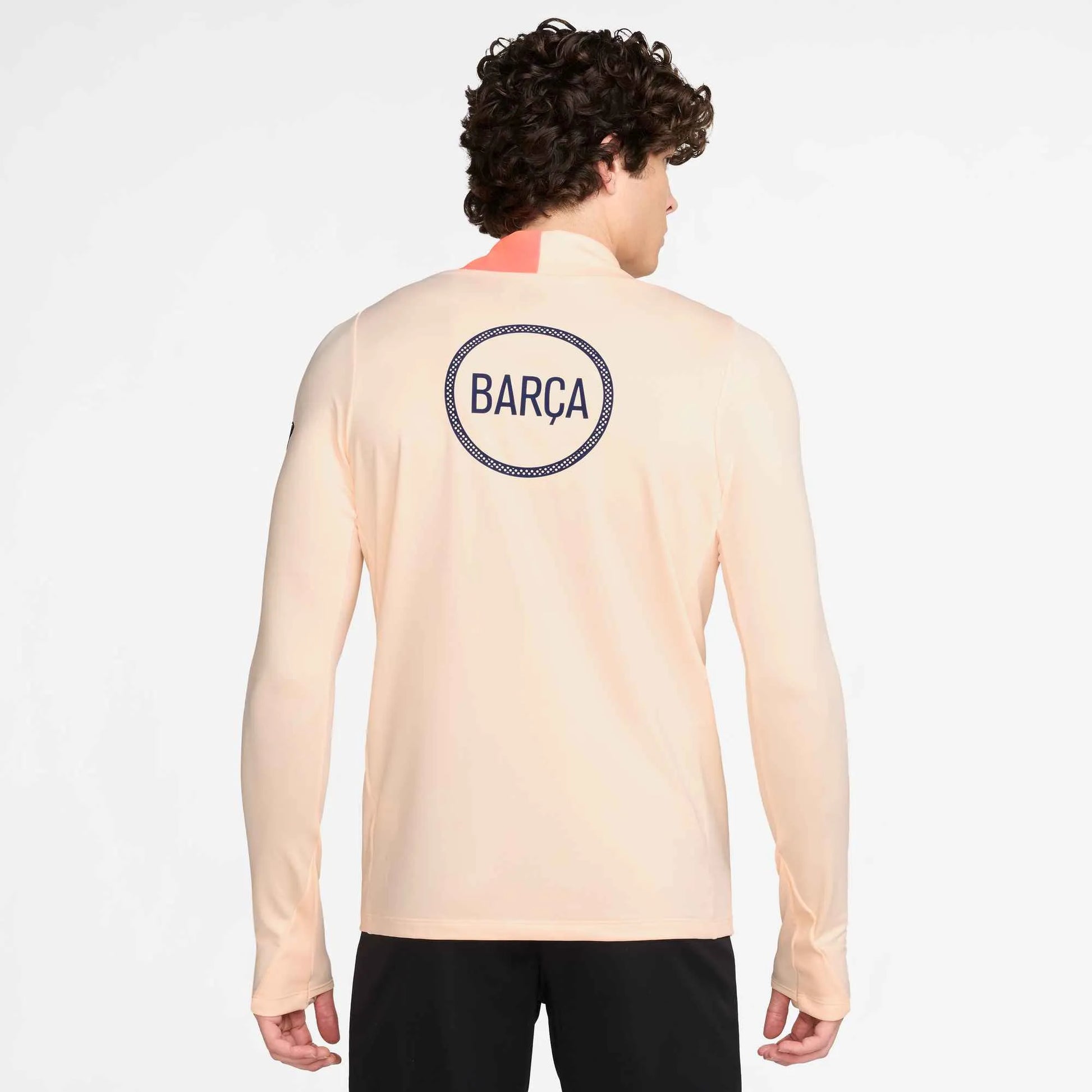 Nike 2025-26 Barcelona Men's DF Strike Top Crimson Tint/Bright Mango/Midnight Navy (Model - Back)