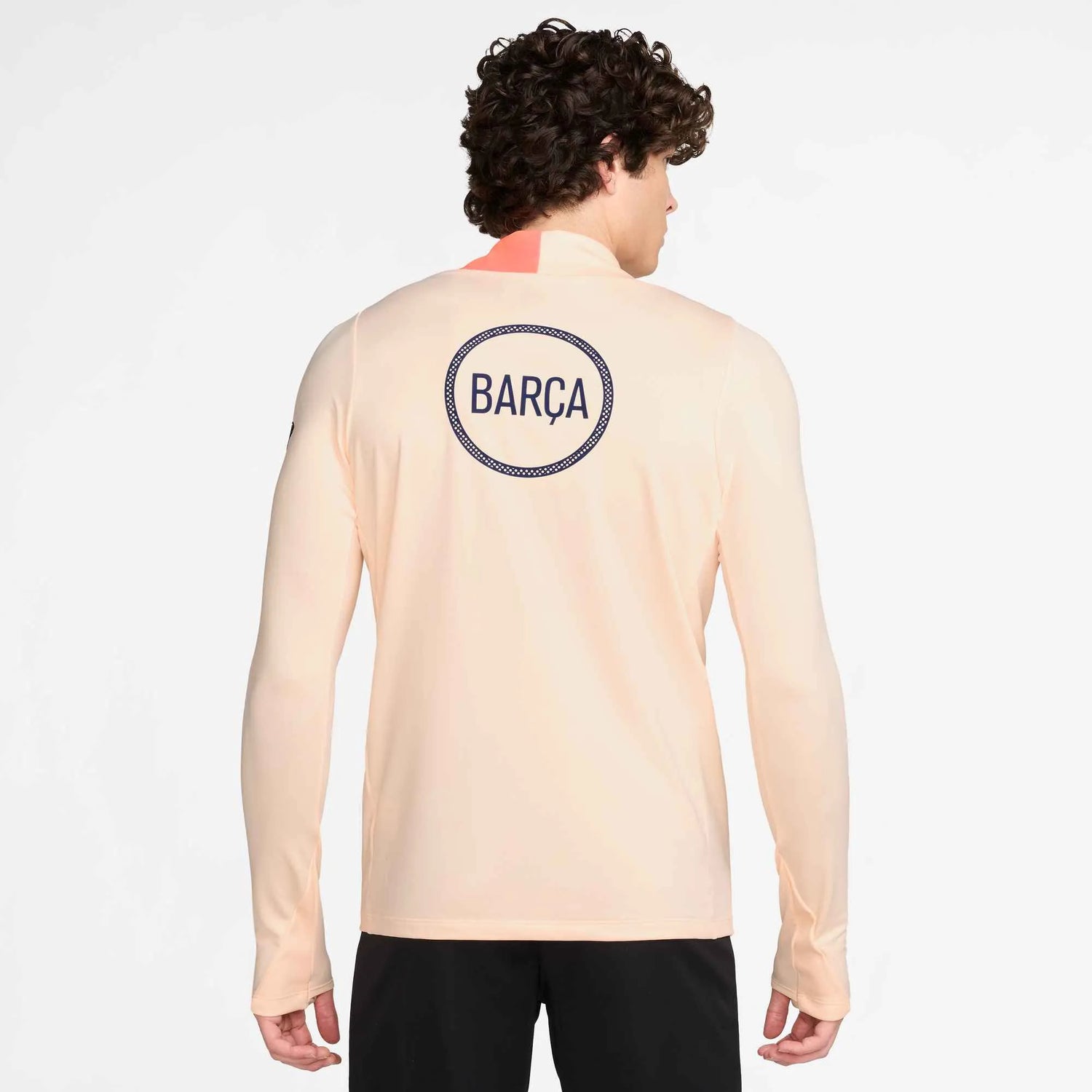 Nike 2025-26 Barcelona Men's DF Strike Top Crimson Tint/Bright Mango/Midnight Navy (Model - Back)