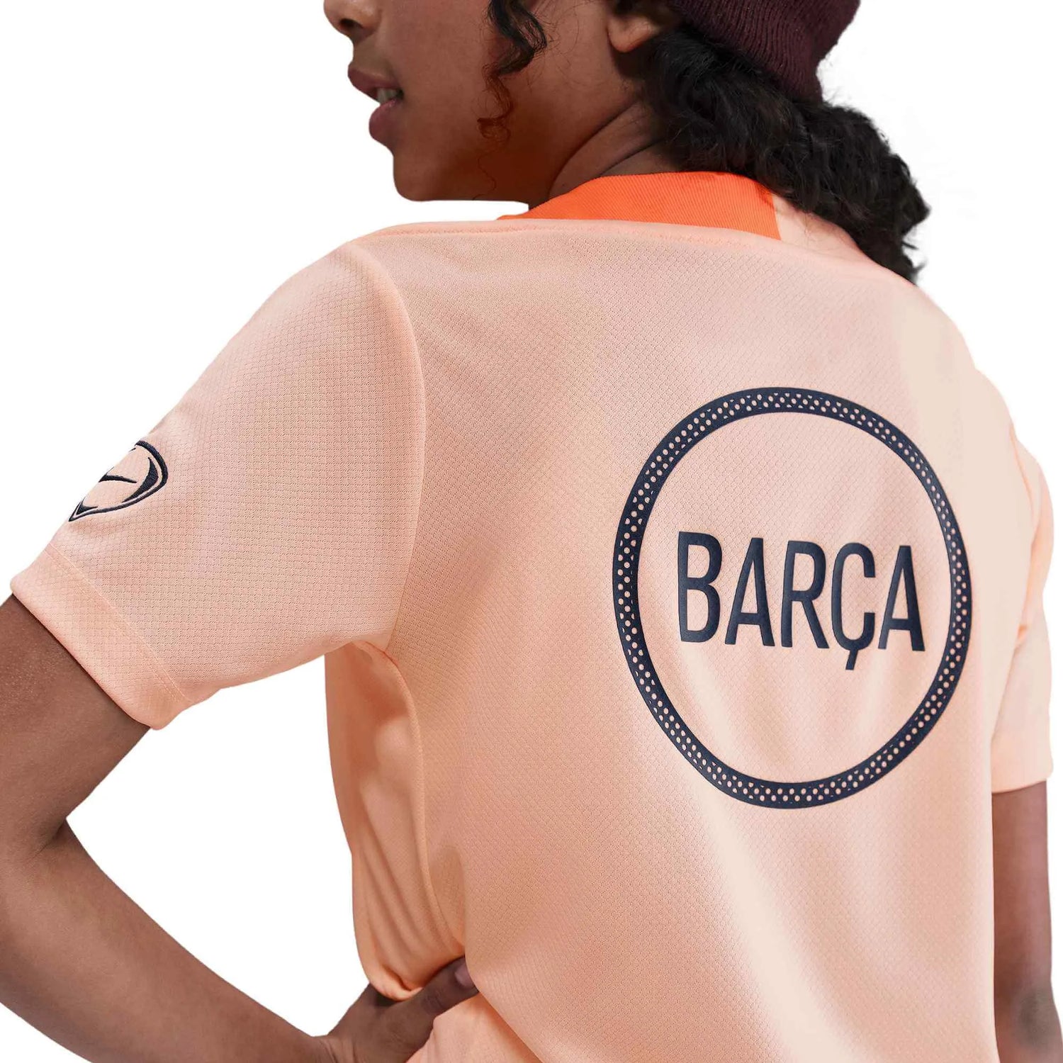 Nike 2025-26 Barcelona Youth DF Strike Top Crimson Tint-Bright Mango-Midnight Navy (Back)