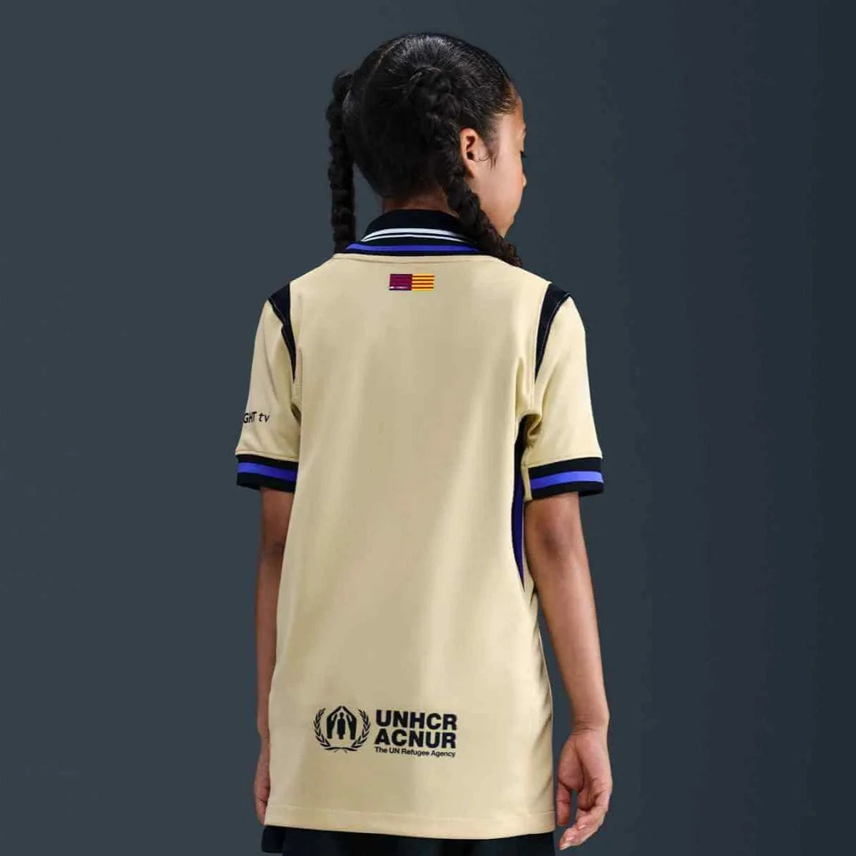 Nike 2025-26 Barcelona Youth Stadium Away Soccer Jersey (Model - Back)