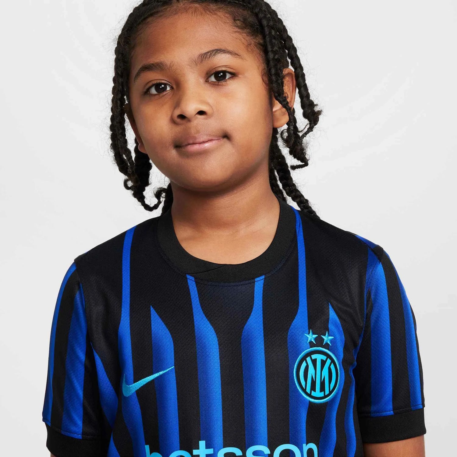 Nike 2025-26 Inter Milan Youth Stadium Home Soccer Jersey (Detail 1)