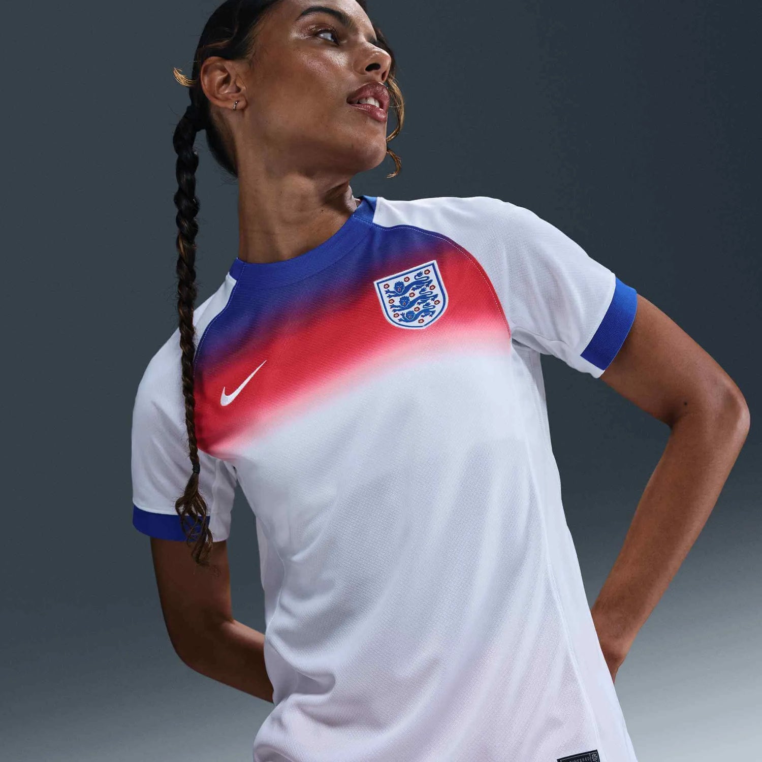 Nike 2025 England Women's Stadium Home Soccer Jersey (Model - Side)