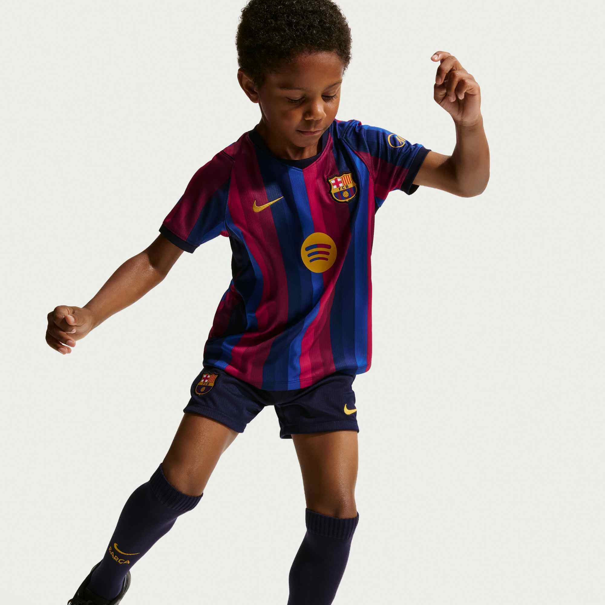 Nike 2026-27 Barcelona Little Kids' Stadium Home Kit (Model - Side)