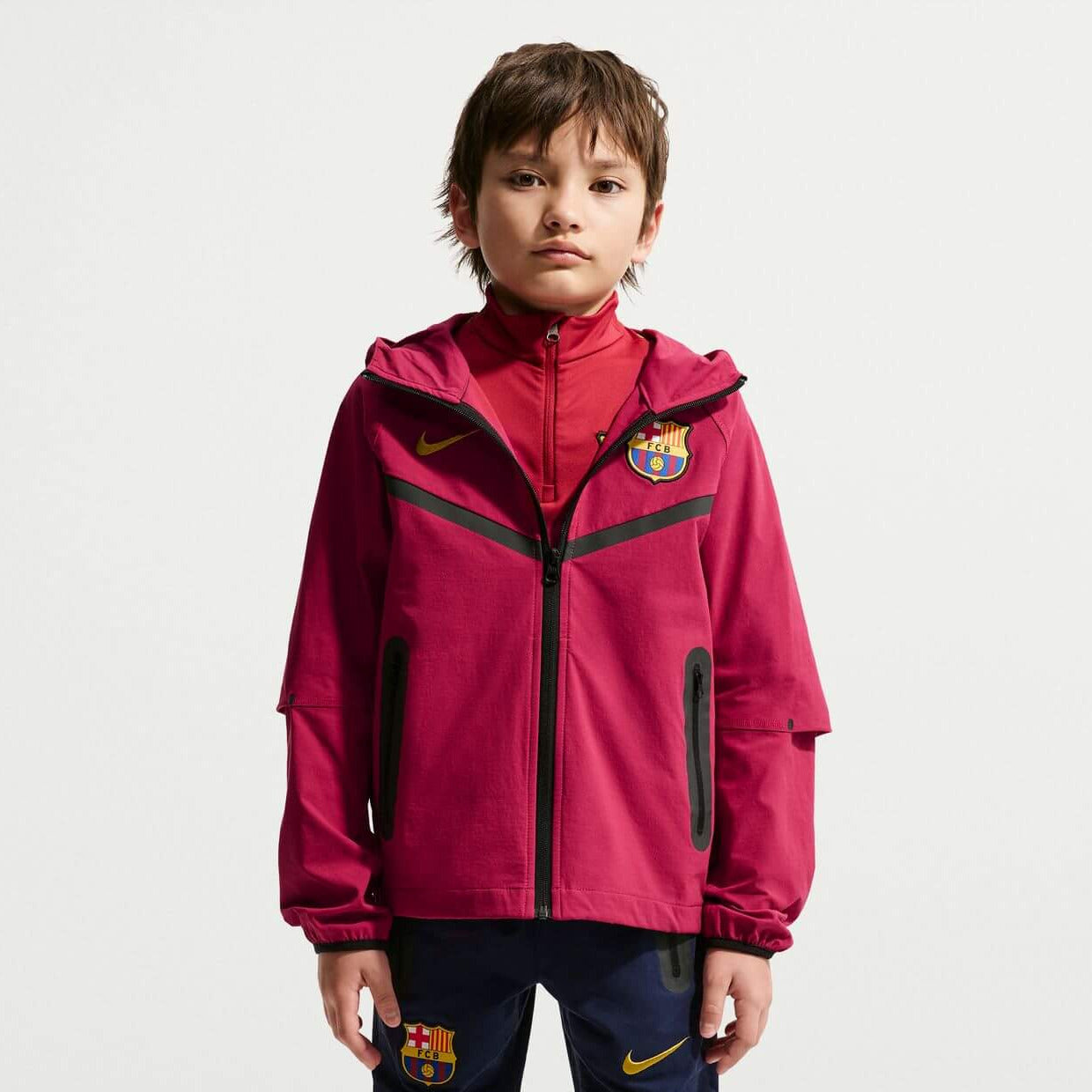 Nike 2026-27 Barcelona Youth Full-Zip Tech Jacket (Model - Front)