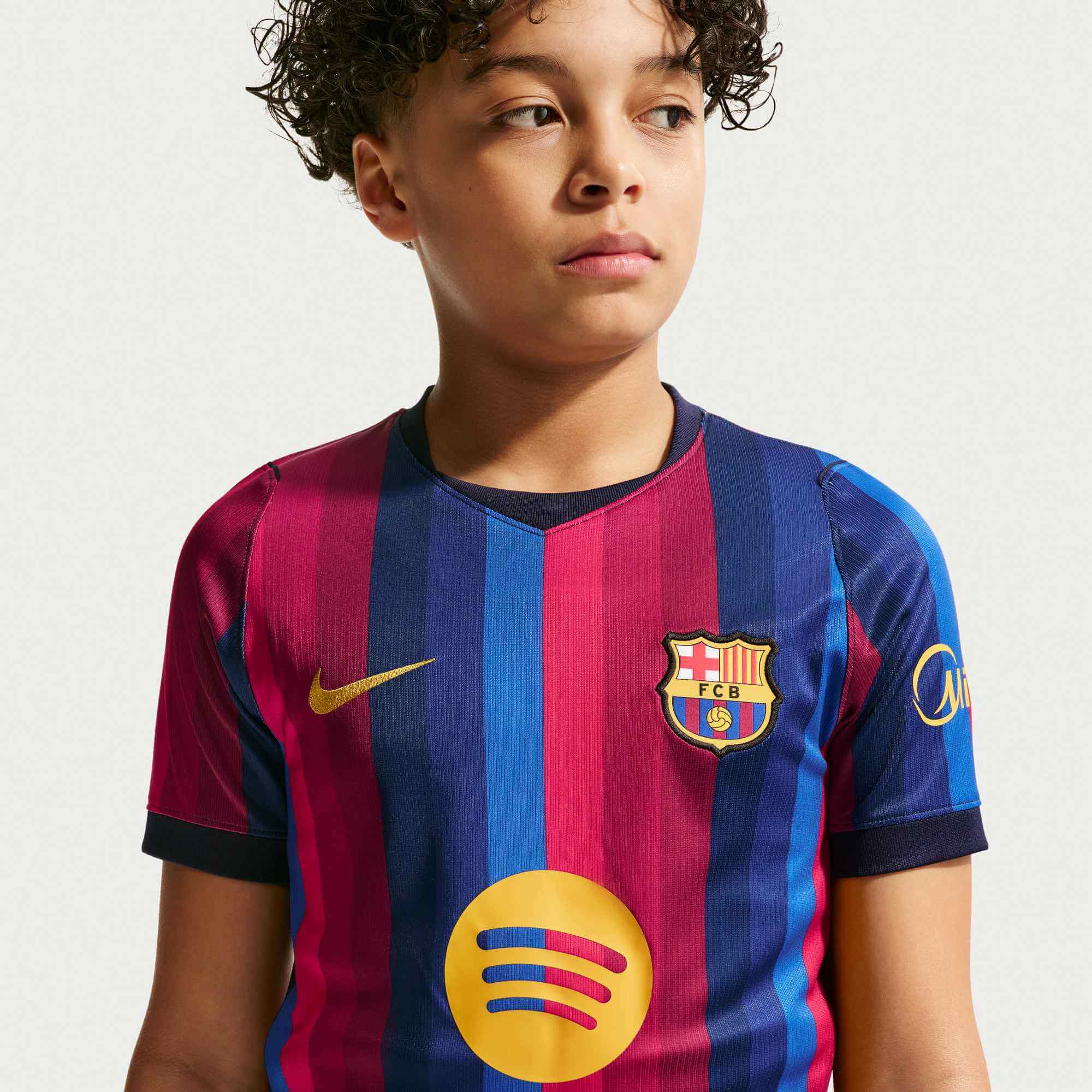 Nike 2026-27 Barcelona Youth Stadium Home Soccer Jersey (Detail 1)