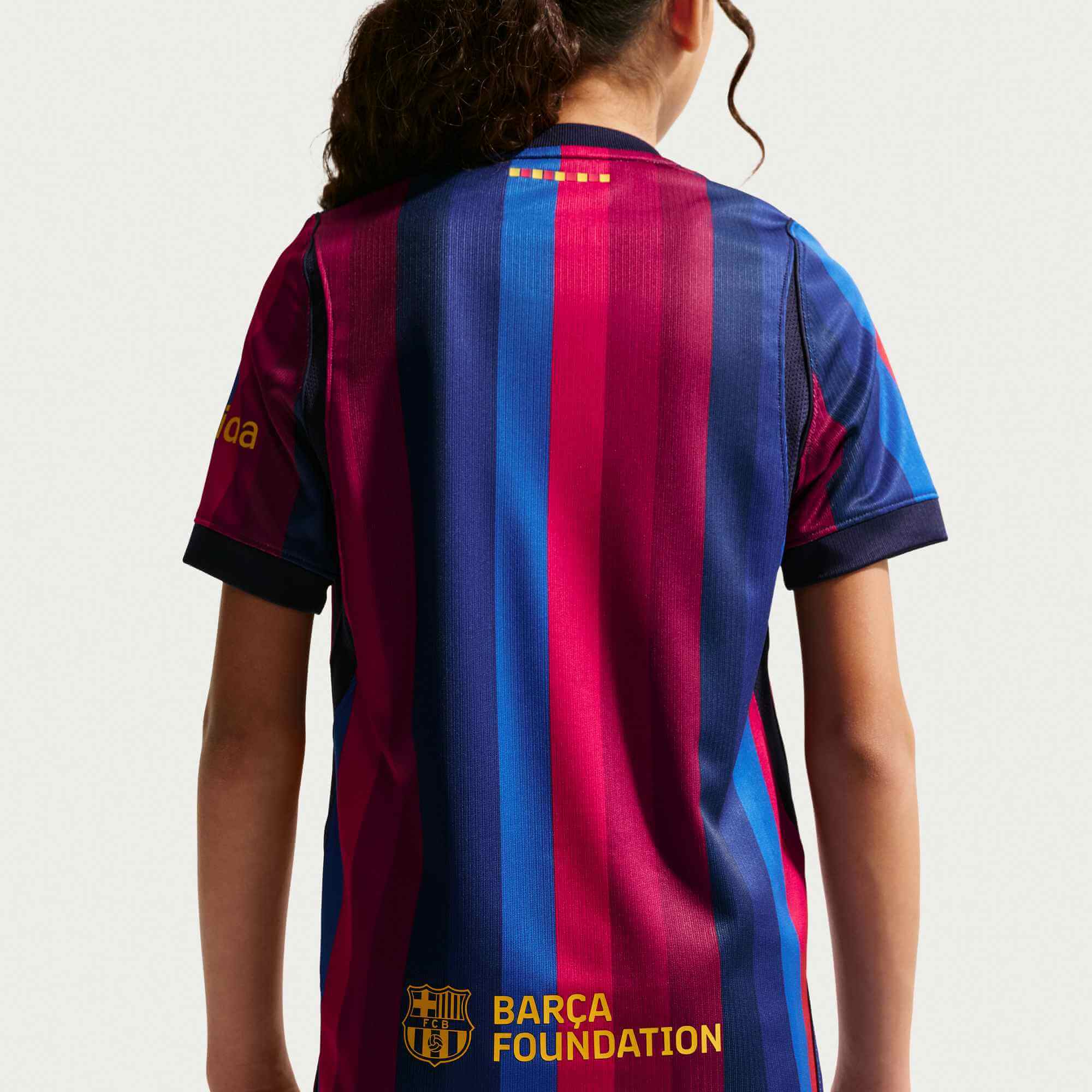 Nike 2026-27 Barcelona Youth Stadium Home Soccer Jersey (Model - Back)