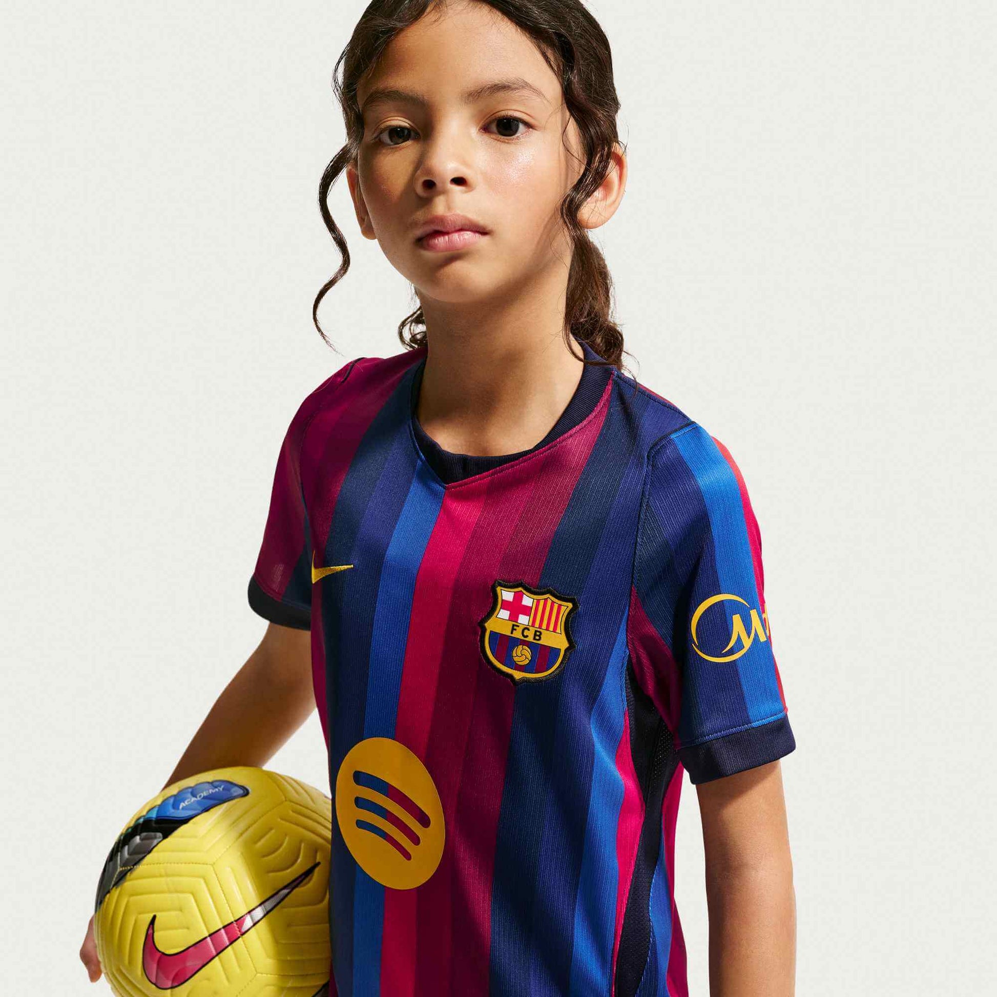 Nike 2026-27 Barcelona Youth Stadium Home Soccer Jersey (Model - Front)