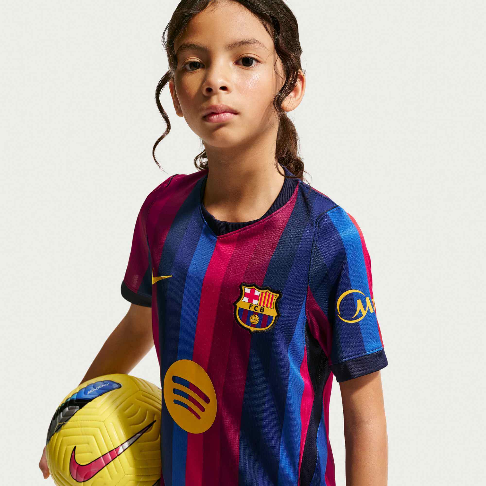 Nike 2026-27 Barcelona Youth Stadium Home Soccer Jersey (Model - Front)