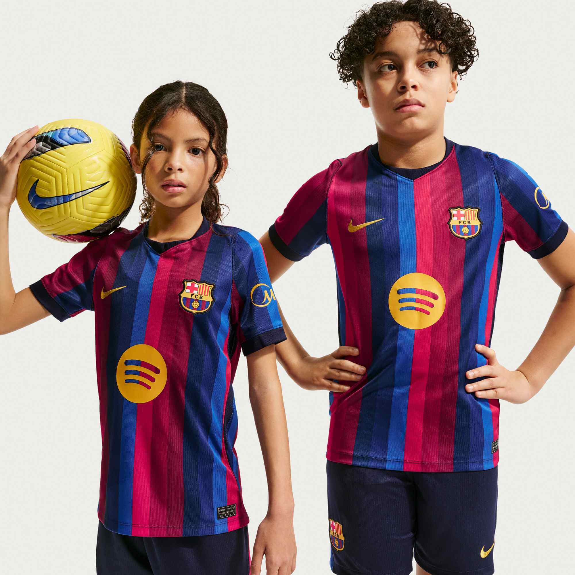 Nike 2026-27 Barcelona Youth Stadium Home Soccer Jersey (Models - Front)