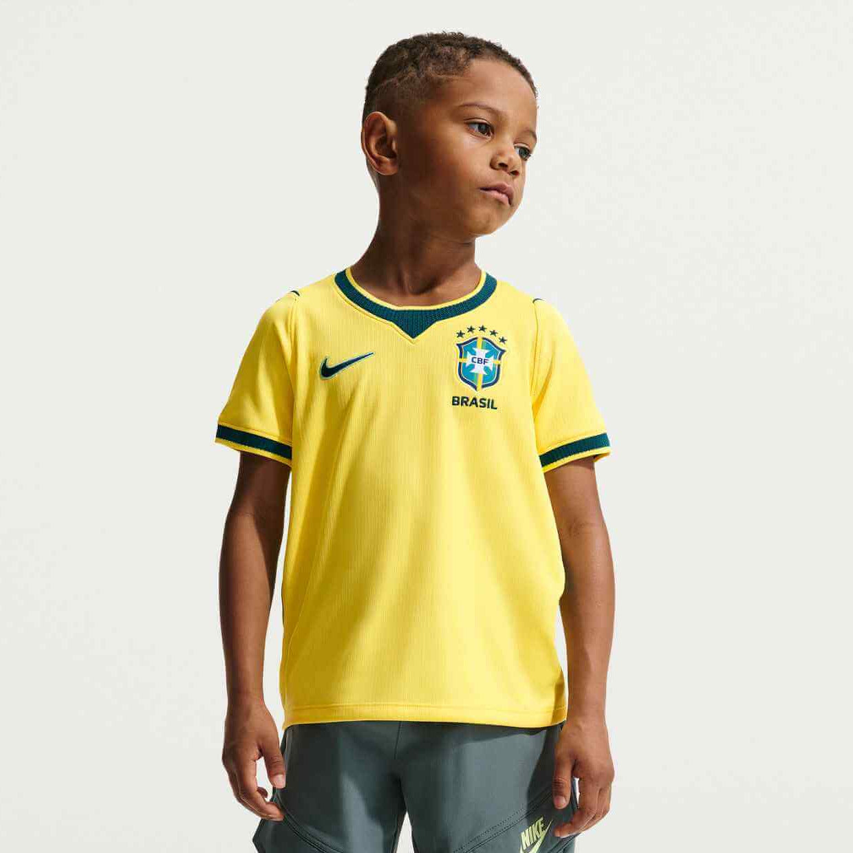 Nike 2026-27 Brazil Little Kids' Stadium Home Soccer Jersey (Model - Front)