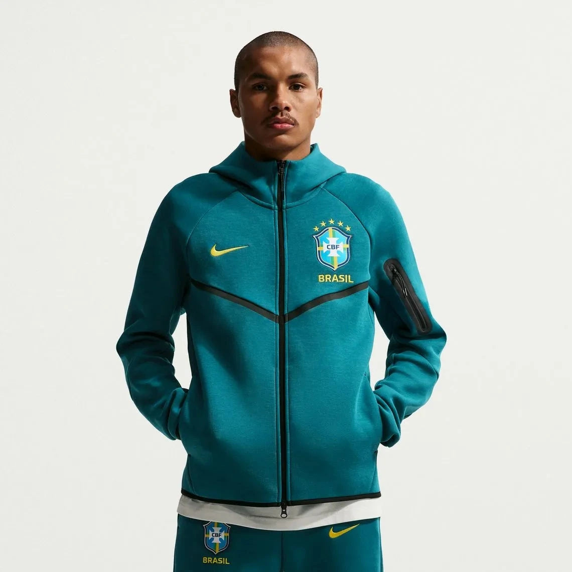 Nike 2026-27 Brazil Men's Full-Zip Tech Fleece Hoodie (Model - Front)