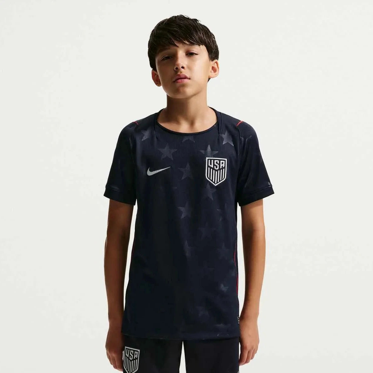 Nike 2026-27 USMNT Youth Stadium Away Soccer Jersey (Model 2 - Front)