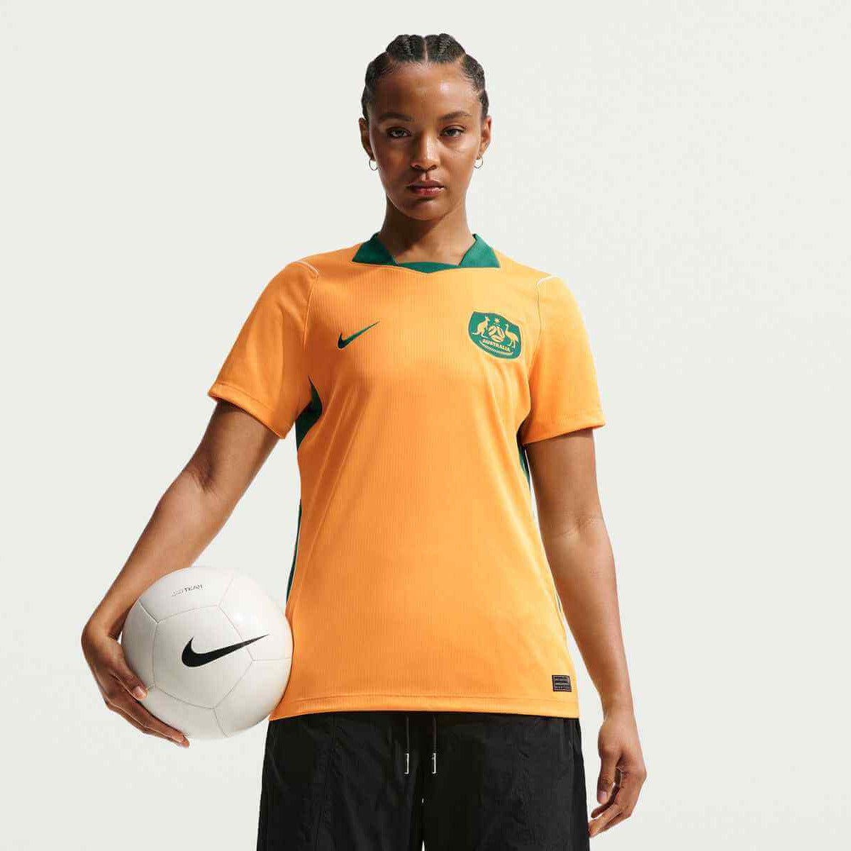 Nike 2026 Australia Women's Stadium Home Soccer Jersey (Model - Front)