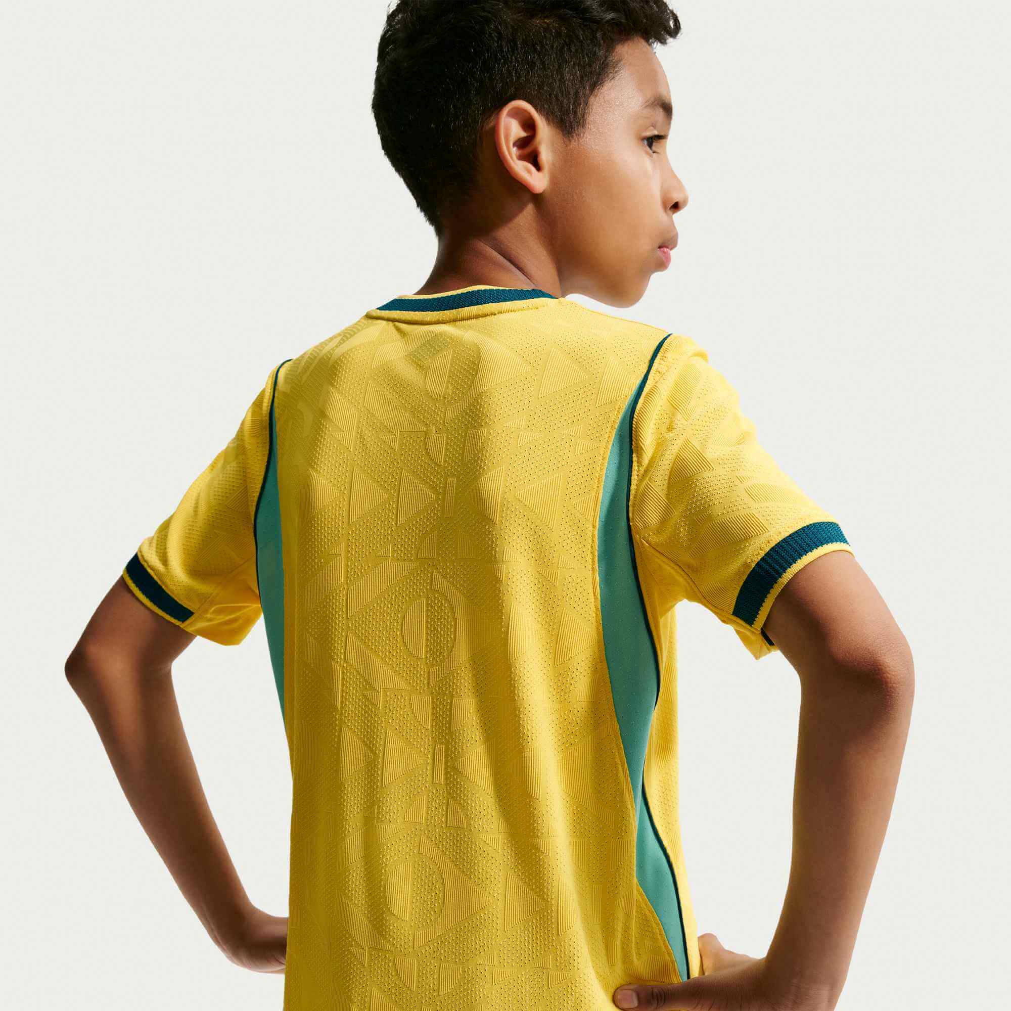 Nike 2026 Brazil Youth Authentic Home Soccer Jersey (Model 2 - Back)