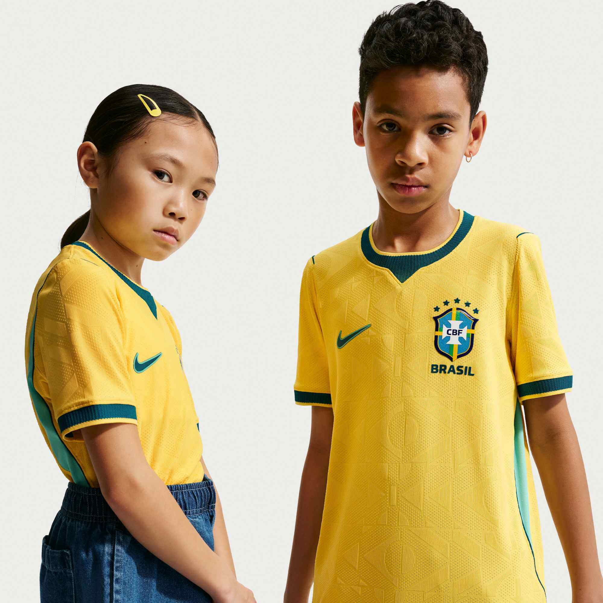 Nike 2026 Brazil Youth Authentic Home Soccer Jersey (Models - Front)