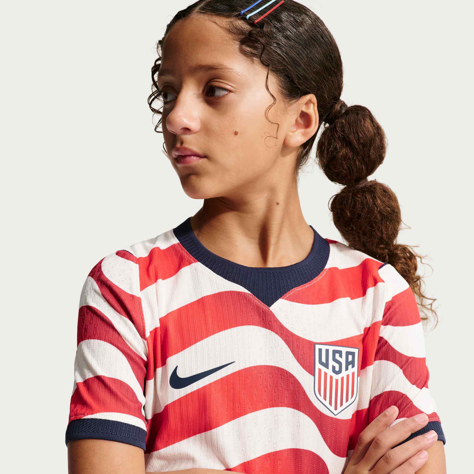 Nike 2026 USMNT Youth Authentic Home Soccer Jersey (Model 2 - Front)