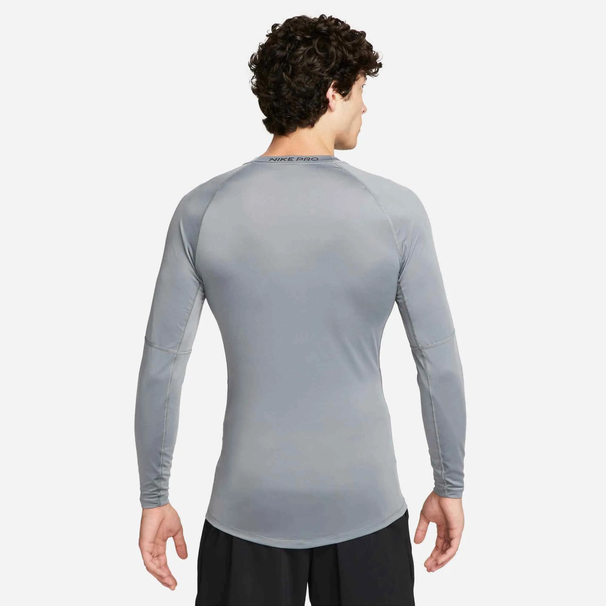 Nike Men's Pro Dri-Fit Tight Long-Sleeve Fitness Top Grey (Model - Back)